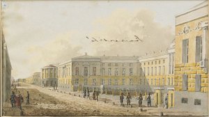 A Universidade de Moscou na Rua Mokhovaya, no início do século XIX. de Unbekannt