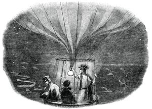 O balão de Nassau passando por Liège à noite, 1836, 1886 de Unbekannt