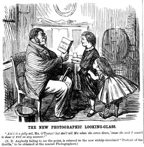 O novo espelho fotográfico, cartum de Punch, prova diária das origens do homem, 1861 de Unbekannt