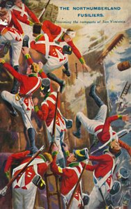 Os fusileiros de Northumberland. Assolando as muralhas de San Vincente, 1812, 1939. de Unbekannt