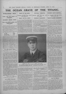 A sepultura do oceano no Titanic e fotografia de Jack Phillips, 20 de abril de 1912. de Unbekannt