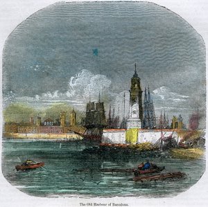 O antigo porto de Barcelona, Catalunha, Espanha, c1880 de Unbekannt