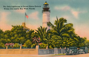 O único farol nos Estados Unidos inteiramente dentro dos limites da cidade, Key West, Flórida, c1940s de Unbekannt