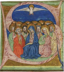 O Pentecostes. S inicial de um manuscrito Gradual, ca 1430 de Unbekannt