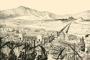 O Pireu com as Longas Paredes, Restaurado, 1890. de Unbekannt
