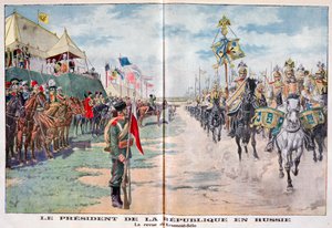 O Presidente da República revendo as tropas russas, Krasnoye Selo, Rússia, 1914 de Unbekannt