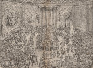 The Princely Meal Die Fürstliche Mahlzeit, de uma série que retrata o casamento de Wolfga..., 1614. de Unbekannt