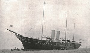 O iate real deixando Cowes, Ilha de Wight, em 6 de agosto de 1902. de Unbekannt