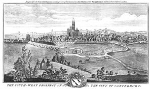 A perspectiva do sudoeste da cidade de Canterbury., C1776 de Unbekannt