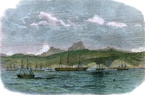 O esquadrão de bloqueio espanhol em Valparaíso, Chile, c1880 de Unbekannt