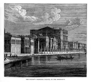 O Palácio Principal dos Sultões, no Bósforo, Turquia, século XIX de Unbekannt
