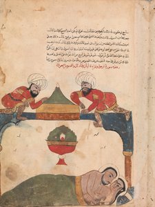 The Thieves on the Roof Awaken the Merchant, Folio from a Kalila wa Dimna, século XVIII. de Unbekannt