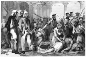 O correspondente do Times observando o saque do Kaiser Bagh, 1858, c1860 de Unbekannt