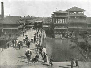 O Yebisu Bashi, Osaka, Japão, 1895. de Unbekannt