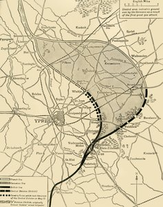 O Ypres Salient antes e depois da Segunda Batalha de Ypres ..., Primeira Guerra Mundial, 1915, c1920. de Unbekannt
