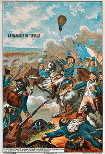 O balão Entreprenant, pilotado por Coutelle, na Batalha de Fleurus, 1794, década de 1890 de Unbekannt