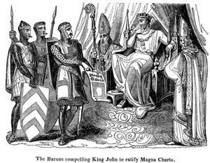 Os barões que obrigaram o rei João 1167-1216 a ratificar a Magna Carta, 1215 de Unbekannt