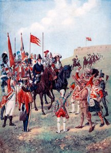 A cavalaria encontra a infantaria no campo de batalha, 1910 de Unbekannt