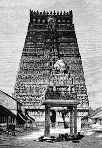 A principal gopura do templo em Kumbakonam, Índia, 1895 de Unbekannt