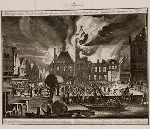 O incêndio na antiga Câmara Municipal de Amesterdão, Holanda, 7 de Julho de 1652 de Unbekannt