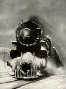 A fúria da nevasca não impressiona nesta locomotiva gigantesca, 1935. de Unbekannt