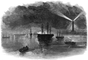 As iluminações de Port Said durante a abertura do Canal de Suez, Egito, 1869 de Unbekannt