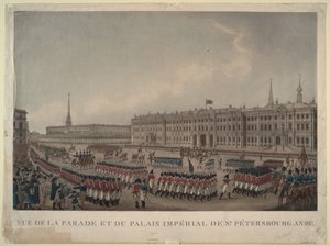 O desfile em frente ao Palácio de Inverno em São Petersburgo em 1812, 1812 de Unbekannt