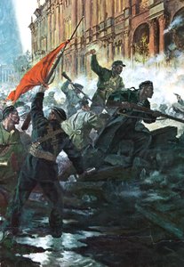 A invasão do Palácio de Inverno, São Petersburgo, Revolução Russa, outubro de 1917 de Unbekannt