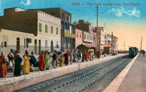 O trem que chega de Port Tewfik, Suez, Egito, século XX de Unbekannt