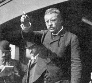 Theodore Roosevelt discursando em uma reunião no estado de Nova York, 1901 de Unbekannt