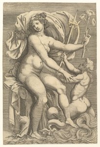 Thetis assentado com um Triton, século XVI. de Unbekannt