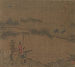 Três cavaleiros que caçam gansos selvagens, 960-1279. de Unbekannt