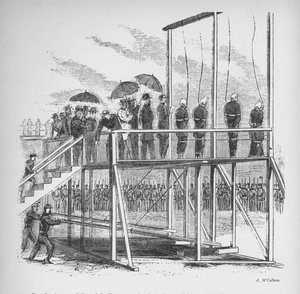 Três homens e uma mulher enforcados pelo assassinato de Lincoln, c1865, 1938 de Unbekannt