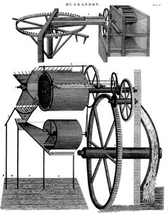 Máquina de debulhar por Andrew Meikle, inventor e millwright escocês, 1811 de Unbekannt