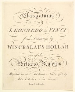 Página de título: Characaturas de Leonardo da Vinci, de Desenhos de Wincelslaus Hollar, de ..., 1786. de Unbekannt