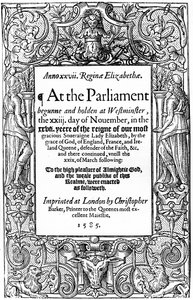 Página de rosto dos Atos do Parlamento, 1585, 1893 de Unbekannt