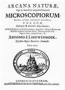 Página de rosto de Microscopium pelo microscopista holandês Anton van Leeuwenhoek, 1708 de Unbekannt