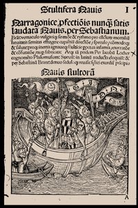 Página de rosto do livro Ship of Fools, de Sebastian Brant, 1497. de Unbekannt