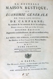 Página de rosto da Nova Casa Rústica, ou Economia Geral, 1775 de Unbekannt