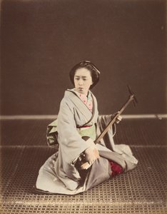 "Tóquio Gueixa com Shamisen", década de 1870. de Unbekannt