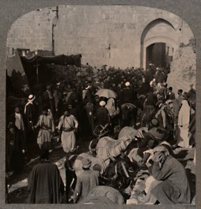 Tráfego por St. Stephens Gate, Jerusalém, c1900 de Unbekannt