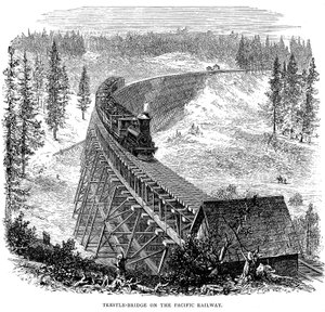 Ponte de cavalete na ferrovia Union Pacific, EUA, 1876 de Unbekannt