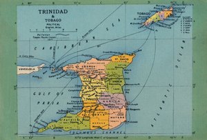 Mapa de Trinidad e Tobago, c1940s. de Unbekannt