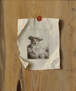 Trompe lOeil de uma gravura por Ferdinand Bol de Unbekannt
