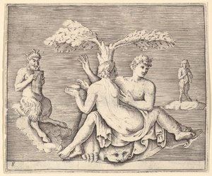 Dois Amantes com Pan, publicado ca. 1599-1622. de Unbekannt