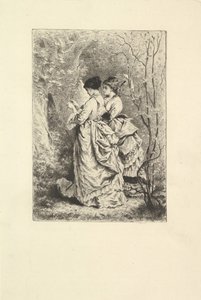 Duas jovens senhoras em um jardim, 1873-74. de Unbekannt