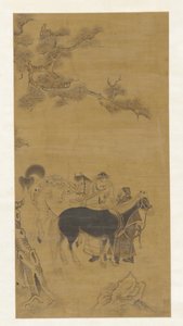 Dois homens e dois cavalos sob um pinheiro, dinastia Qing, século XVIII. de Unbekannt