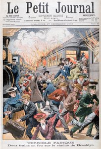 Dois trens pegando fogo na ponte do Brooklyn, 1903 de Unbekannt