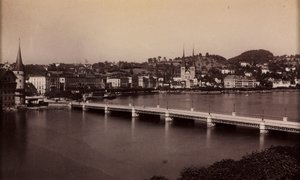 Ponte sem título com a cidade à distância, século XIX. de Unbekannt