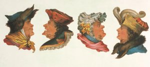 Imagem de quebra-cabeça, litografia de quatro cabeças - cor. de Unbekannt
